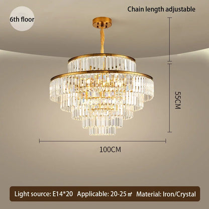 DecorBites™ Golden Crystal Chandelier Pendant Light for Luxurious Living Room, Dining Room, Bedroom