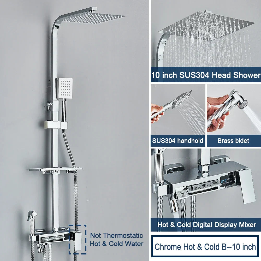 DecorBites™ Digital Display Shower System with Thermostatic Control and Tub Spout