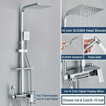 DecorBites™ Digital Display Shower System with Thermostatic Control and Tub Spout