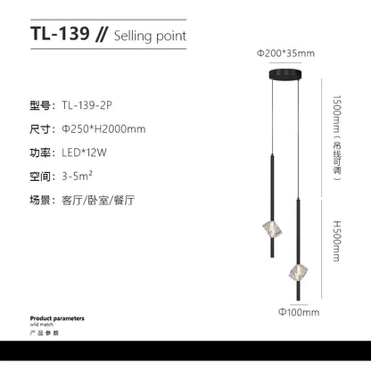 Lámparas colgantes de cristal DecorBites™ para dormitorio, iluminación LED moderna y minimalista para interiores