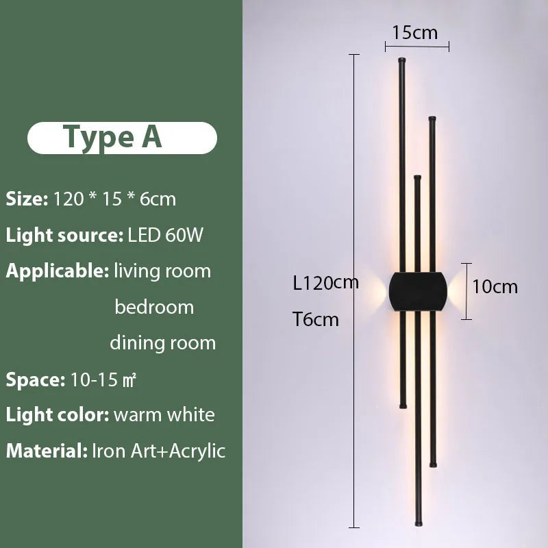 DecorBites™ Black Iron LED Wall Lamp for Living Room, Bedside, TV Background - 110v 240v