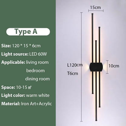 DecorBites™ Black Iron LED Wall Lamp for Living Room, Bedside, TV Background - 110v 240v