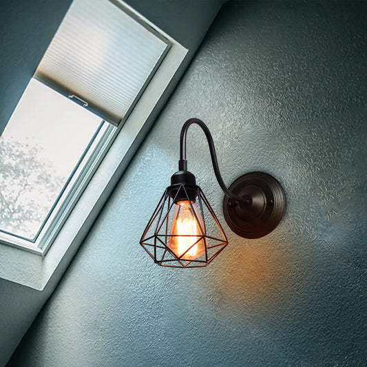 DecorBites™ Industrial Cage Wall Lamp Vintage Retro Loft LED Sconce E27
