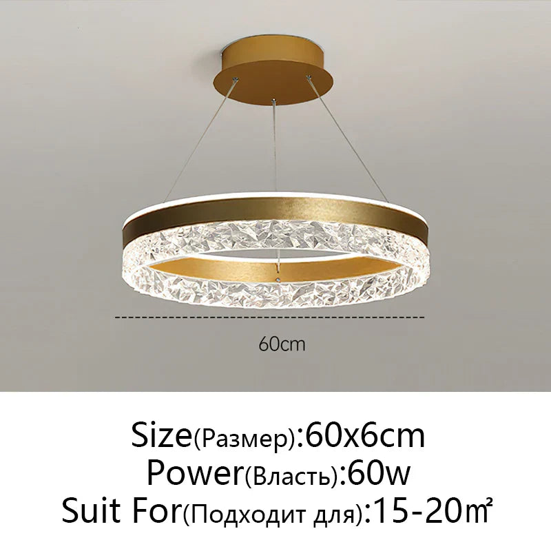 DecorBites™ Crystal Rings LED Chandelier Black&White Frame