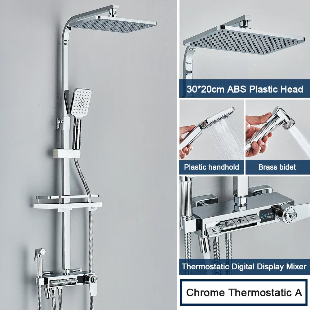 DecorBites™ Digital Display Shower System with Thermostatic Control and Tub Spout
