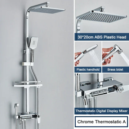 DecorBites™ Digital Display Shower System with Thermostatic Control and Tub Spout