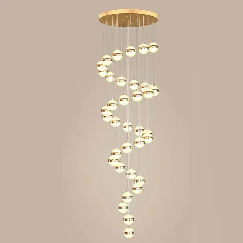 DecorBites™ Gold Acrylic Chandelier - Modern Staircase LED Lighting