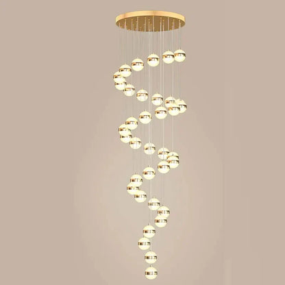 DecorBites™ Gold Acrylic Chandelier - Modern Staircase LED Lighting