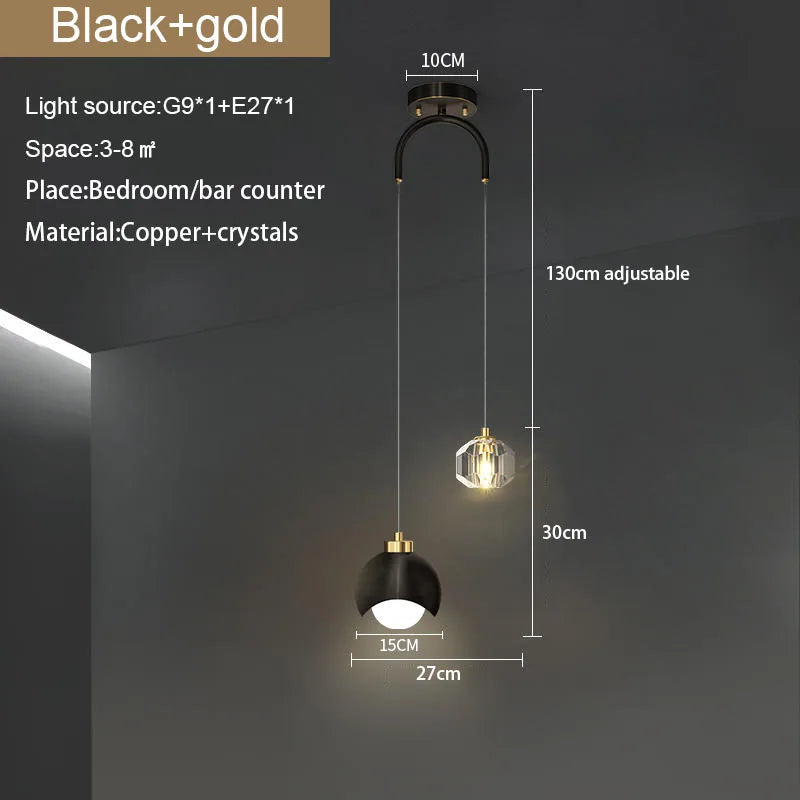 DecorBites™ Crystal Round Chandelier: Luxury Modern Nordic Master Bedroom Pendant Lamp