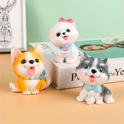 DecorBites™ Dog Figurine Miniatures Set - Husky Corgi Bulldog Puppy Statue Decor