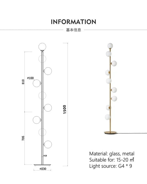 DecorBites™ Glass Ball Standing Lamp Set: Nordic Postmodern Minimalist Magic Beans Style