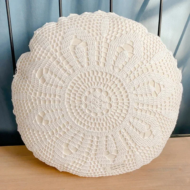 Funda de cojín DecorBites™ de ganchillo, hecha a mano, tejida a mano, 40 x 40 cm, cuadrada, circular, decorativa.