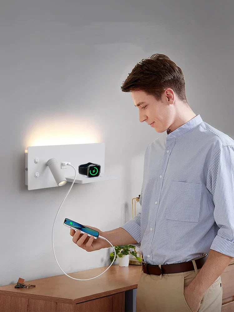 Lámpara de pared LED DecorBites™ con carga USB para teléfono: decoración moderna y multiusos para el hogar.