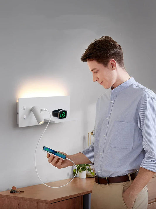 DecorBites™ LED Wall Light with USB Phone Charging - Modern Multipurpose Home Decor