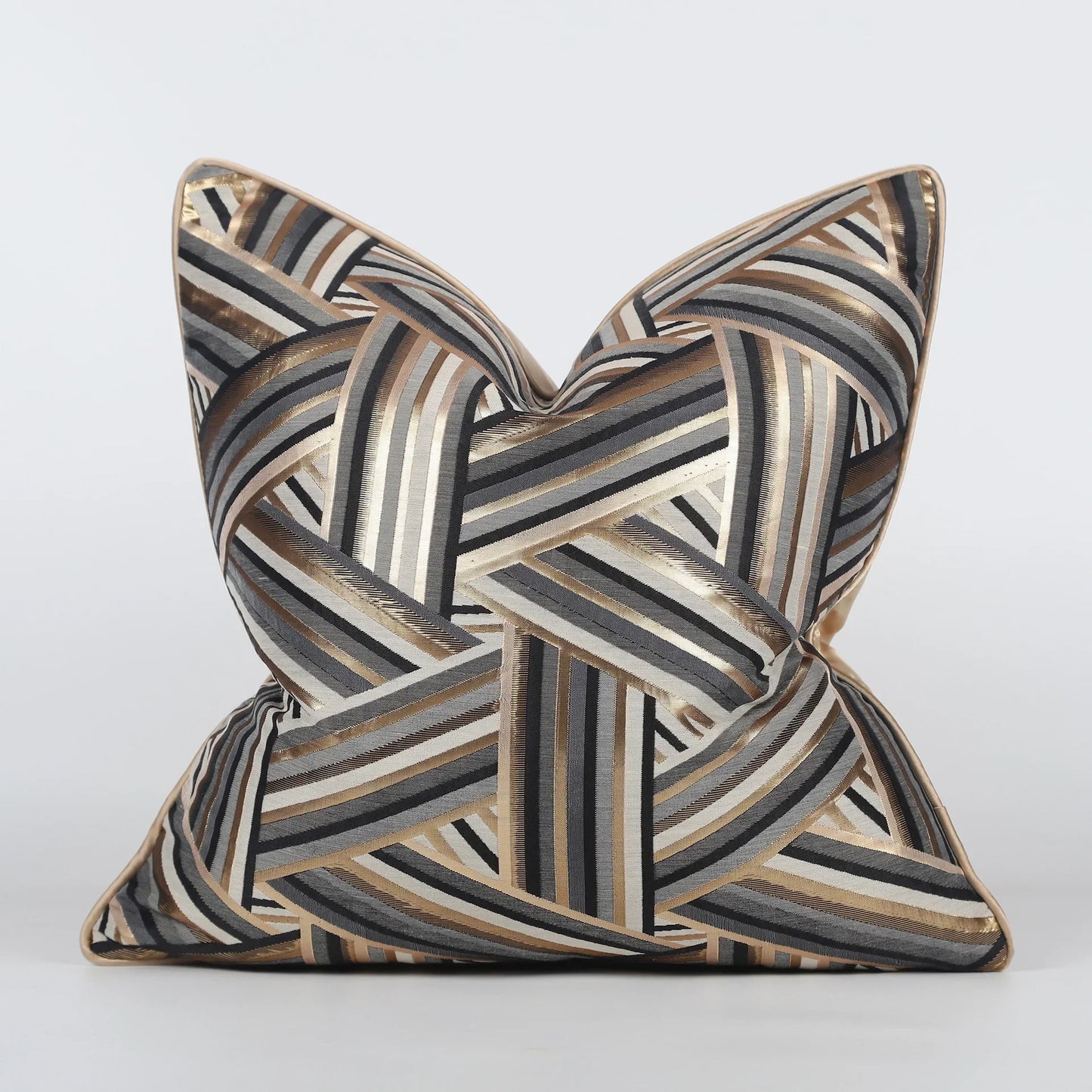 DecorBites™ Jacquard High-end Cushion Cover 45x45cm Black Gold Decorative Pillowcase