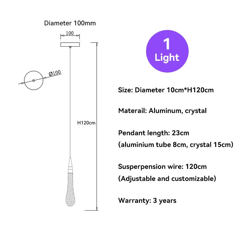 DecorBites™ Crystal Raindrop Pendant Lights - Elegant LED Foyer Chandeliers for High Ceilings