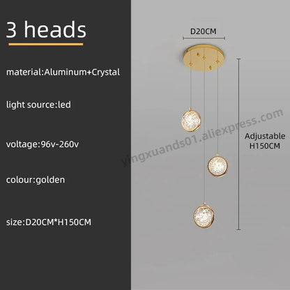 Lámpara de araña giratoria para escaleras DecorBites™ con bola de cristal y luz LED - Diseño nórdico de burbujas de lujo estilo loft