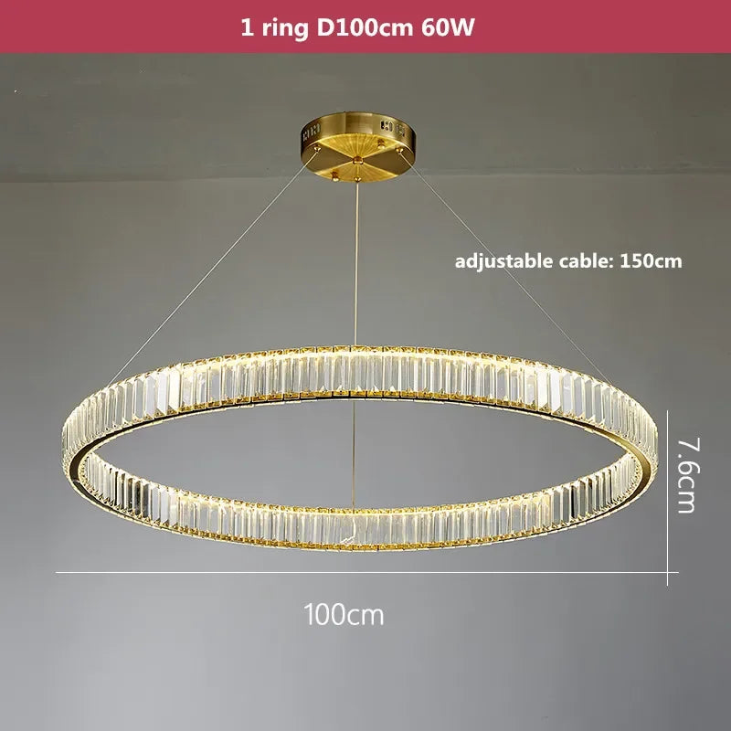 Lámpara de araña LED de cristal DecorBites™: Iluminación colgante moderna de acero para una decoración de vestíbulo lujosa