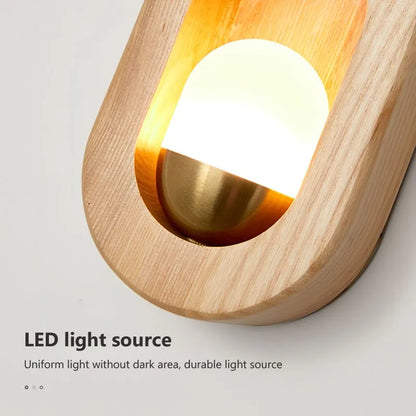 DecorBites™ LED Wooden Wall Lamp for Bedroom Living Room Study Aisle Home Lighting