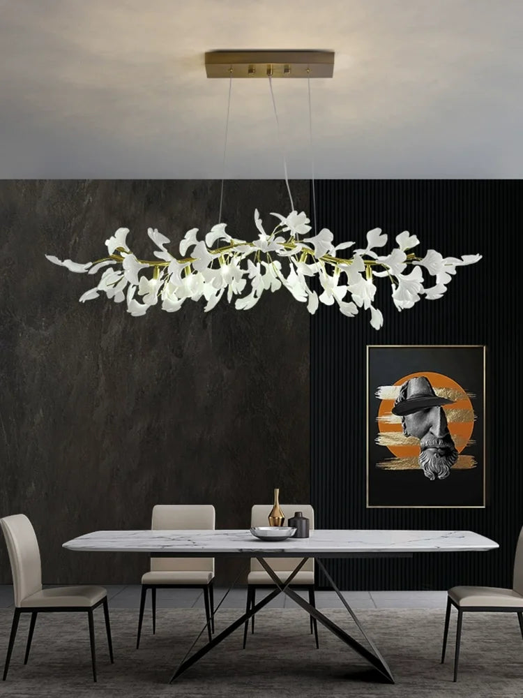 DecorBites™ Luxe Ginkgo Leaves Chandelier Pendant Light for Living Room Bedroom
