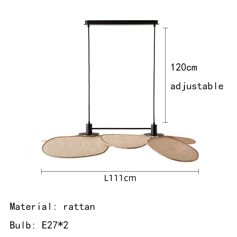 DecorBites™ Japanese Wicker Petal Chandelier for Tea House Dining, Parlor, Restaurant