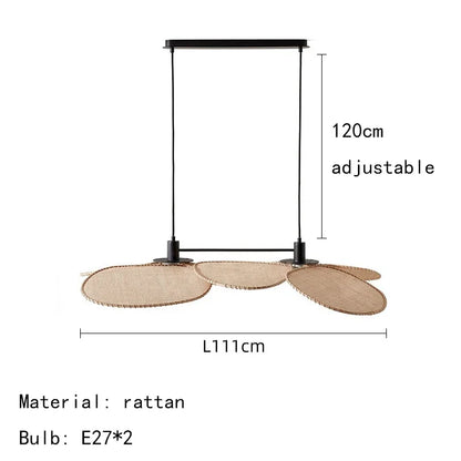 DecorBites™ Japanese Wicker Petal Chandelier for Tea House Dining, Parlor, Restaurant