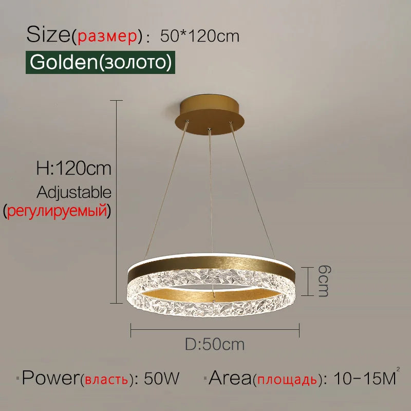 DecorBites™ Crystal Ring LED Pendant Light - Modern Home Lighting for Bedroom and Restaurant