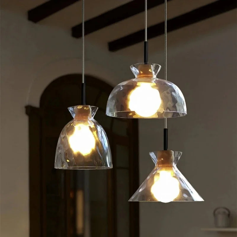 DecorBites™ Clear Glass Pendant Lamp with LED Lights for Home Decor