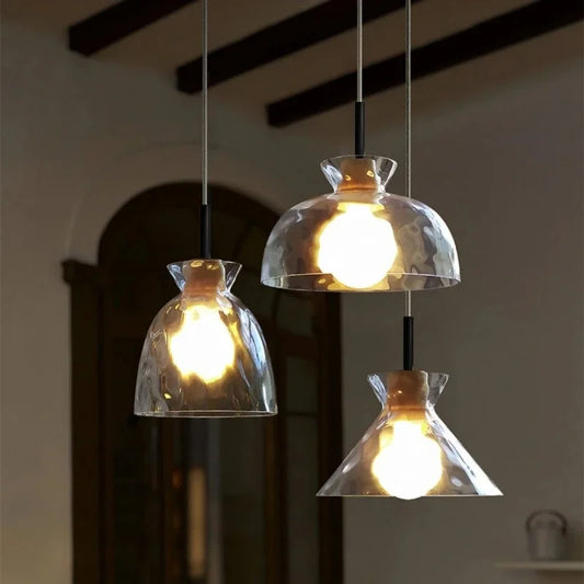 DecorBites™ Clear Glass Pendant Lamp with LED Lights for Home Decor
