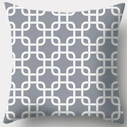 DecorBites™ Grey Geometry Leaves Floral Stripes Plaids Print Lumbar Pillow Case