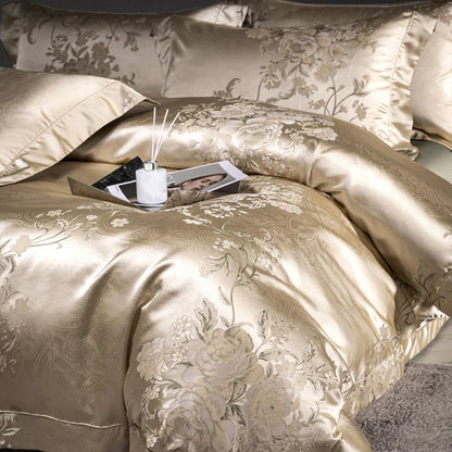 Decobites Luxe Satin Brocade Jacquard & Egyptian Cotton Patchwork Bedding Set