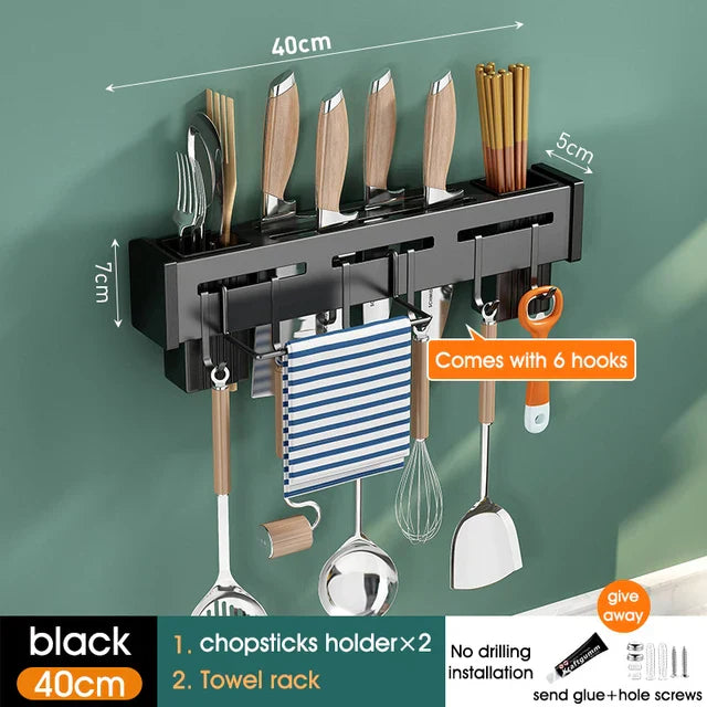 DecorBites™ Kitchen Organizer: Wall-mounted Multifunction Knife and Chopsticks Storage Rack