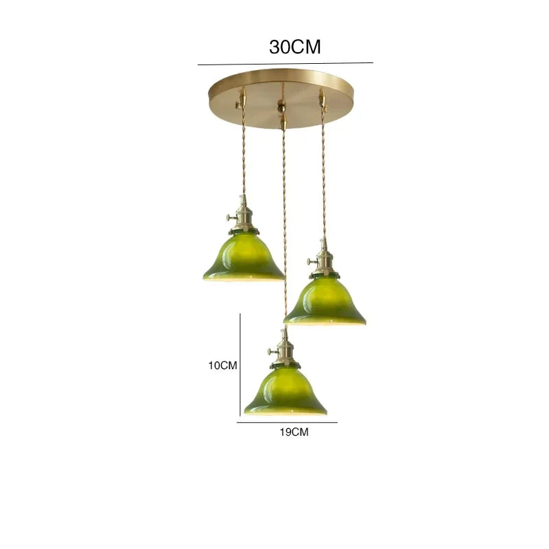 Luces colgantes LED de vidrio verde Decorbites™: Lámpara colgante de estilo vintage japonés-americano