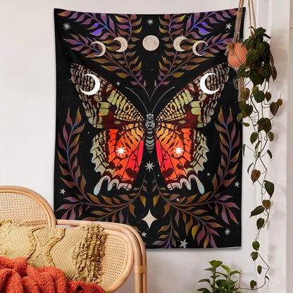 Decobites Moon Phase Butterfly Vintage Aesthetic Tapestry Butterfly Star Room Decor