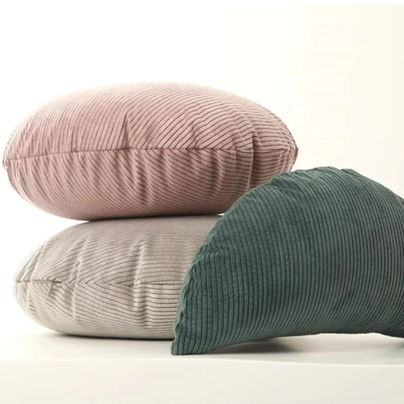 Decorbites™ Kordstoff-Rund-Kissenbezug 60x60 cm - Einfarbiges Streifenmuster für Sofa