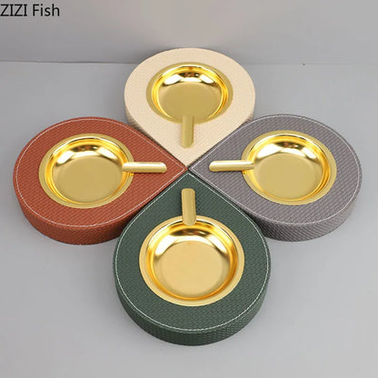 DecorBites™ Leather Desktop Ashtray: Stylish Smoking Accessory & Gift