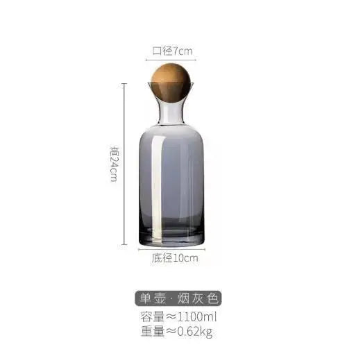 إبريق ماء زجاجي رمادي كهرماني من ديكوربايتس™ بمقبض، وإبريق شاي مقاوم للحرارة وإبريق عصير