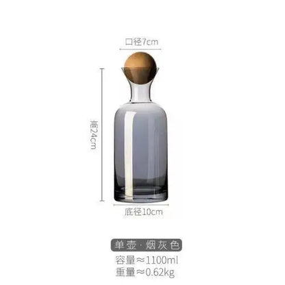 إبريق ماء زجاجي رمادي كهرماني من ديكوربايتس™ بمقبض، وإبريق شاي مقاوم للحرارة وإبريق عصير