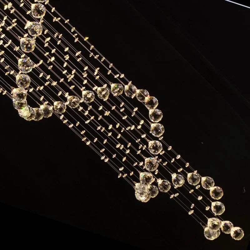 DecorBites™ Large Spiral Crystal Chandelier Lighting Fixture for Staircase