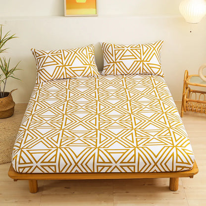 Decobites Geometric Figure Sheet Set with 2 Pillowcases for Bedroom All Seasons