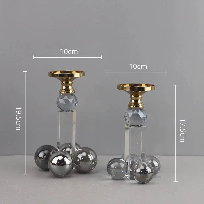 DecorBites™ Clear Crystal Geometric Candle Holder for Home Decoration