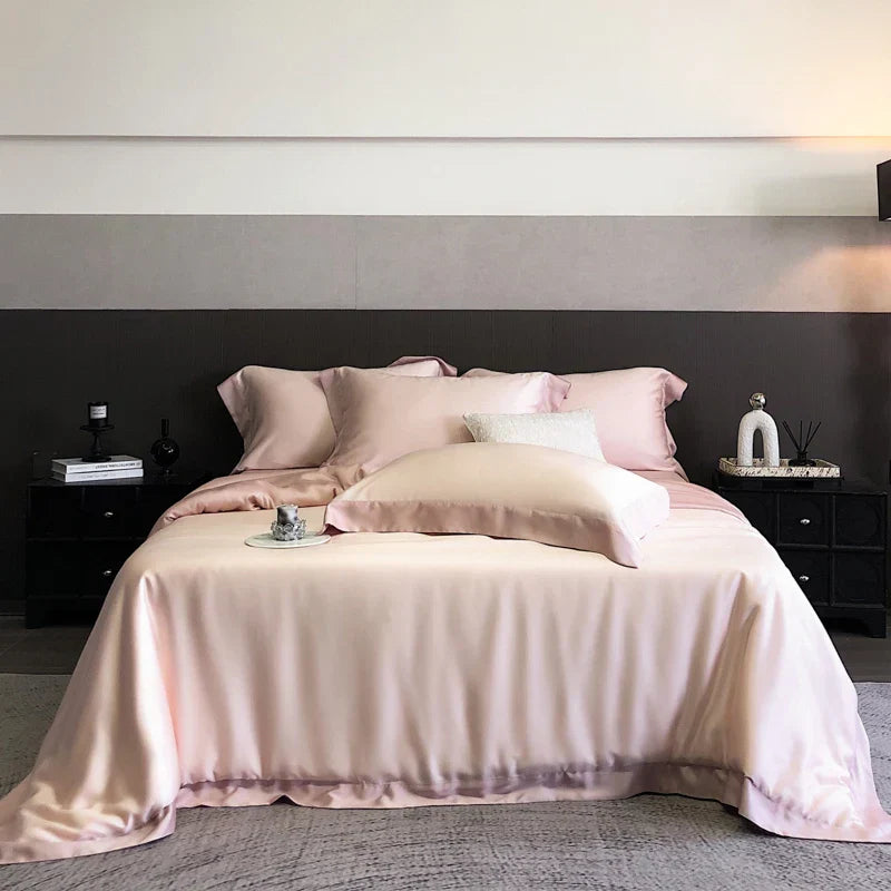 DecorBites™ 600TC Lyocell Eucalyptus Fiber Bedding Set: Duvet Cover, Bed Sheet, Pillowcases