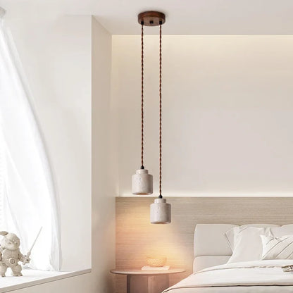 DecorBites™ LED Hanging Light Fixture Yellow Travertine Nordic Wire Adjustable Pendant Lamp