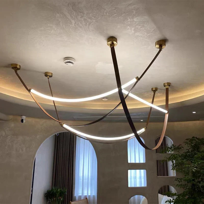 DecorBites™ Leather Chandelier: Minimalist Nordic LED Pendant Lamp for Living Room, Dining Room & Bedroom