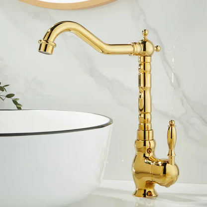 DecorBites™ Gold Basin Faucet Single Handle Bathroom Sink Tap Hot Cold Mixer Tap