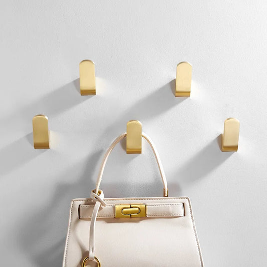 DecorBites™ Aluminum Towel & Robe Hook Set: Brushed Gold Kitchen Bathroom Hanger Holder