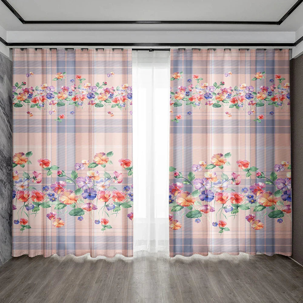 Decobites Floral Background Rod Pocket Curtains for Home Decor, Kitchen, Living Room