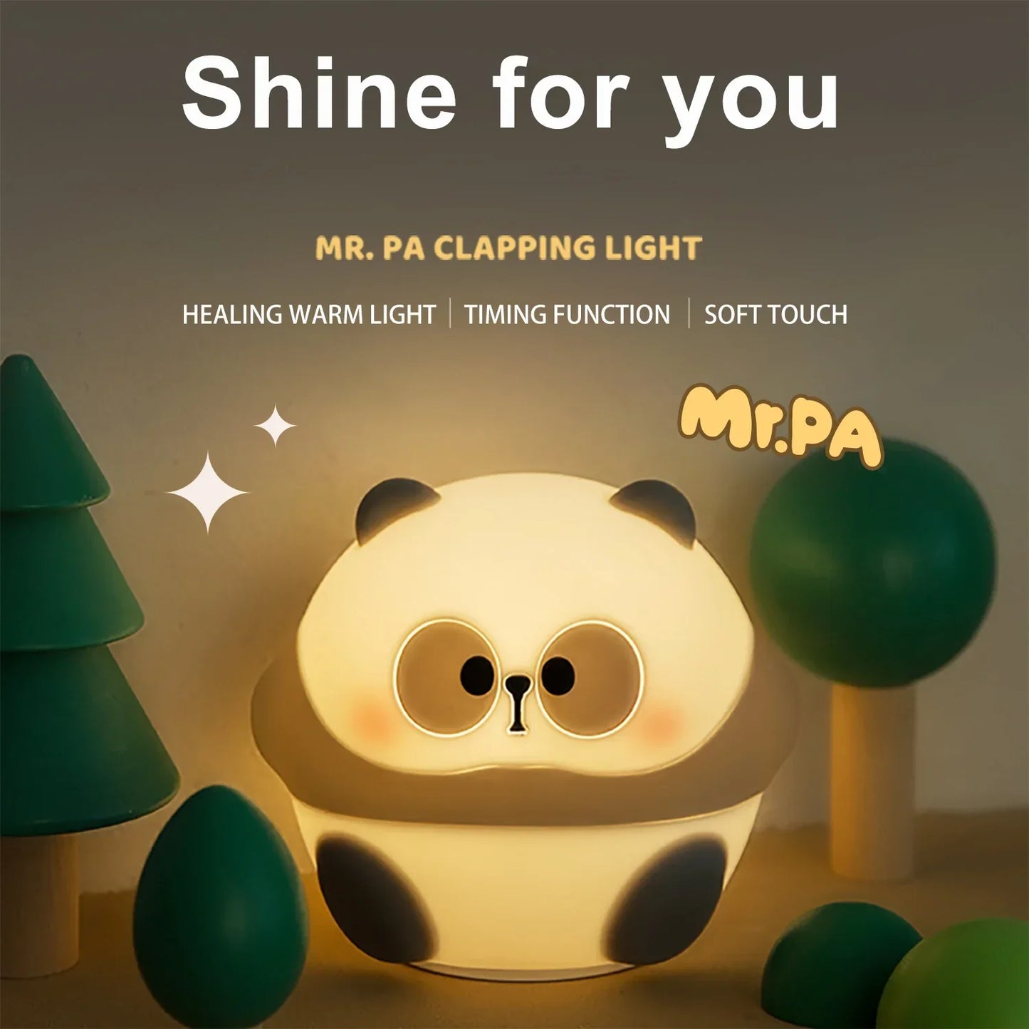 DecorBites™ Cute Panda Silicone LED Night Light USB Rechargeable Timer Sleep Lamp