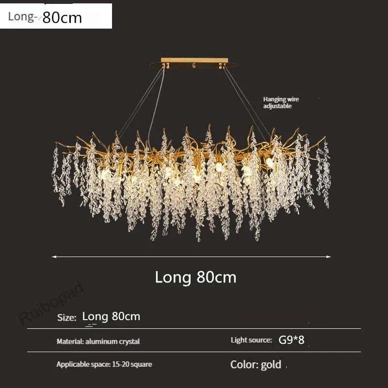 Lámpara de Araña de Uvas de Cristal Oro Decorbites™ para Comedor Sala de Estar Dormitorio
