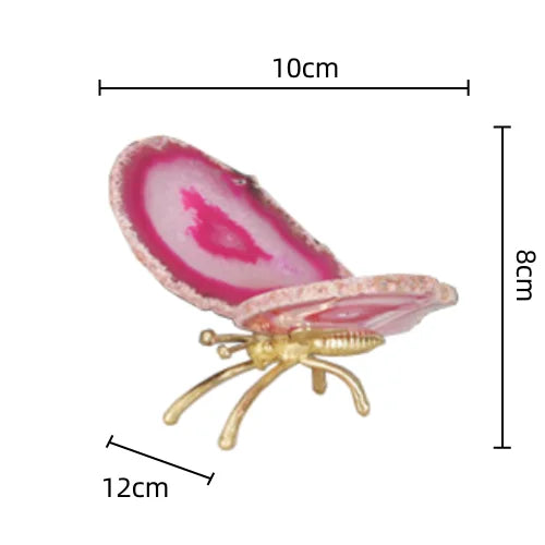 Decorbites™ Escultura de Mariposa de Ágata de Cristal Dorado Figuras Decorativas